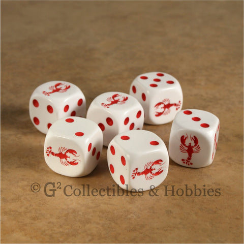 Lobster 6pc Dice Set - Red