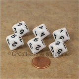 D5 (10 sided) 1 to 5 Twice Dice Set 6pc - 16mm White