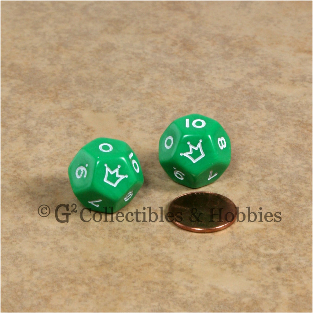 D12 Jester Dice (0 to 10) Pair - Green