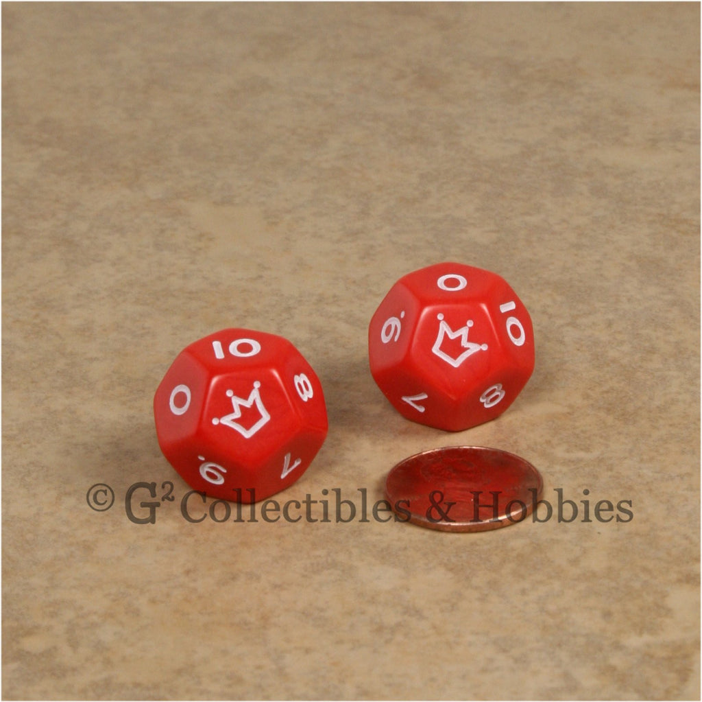 D12 Jester Dice (0 to 10) Pair - Red