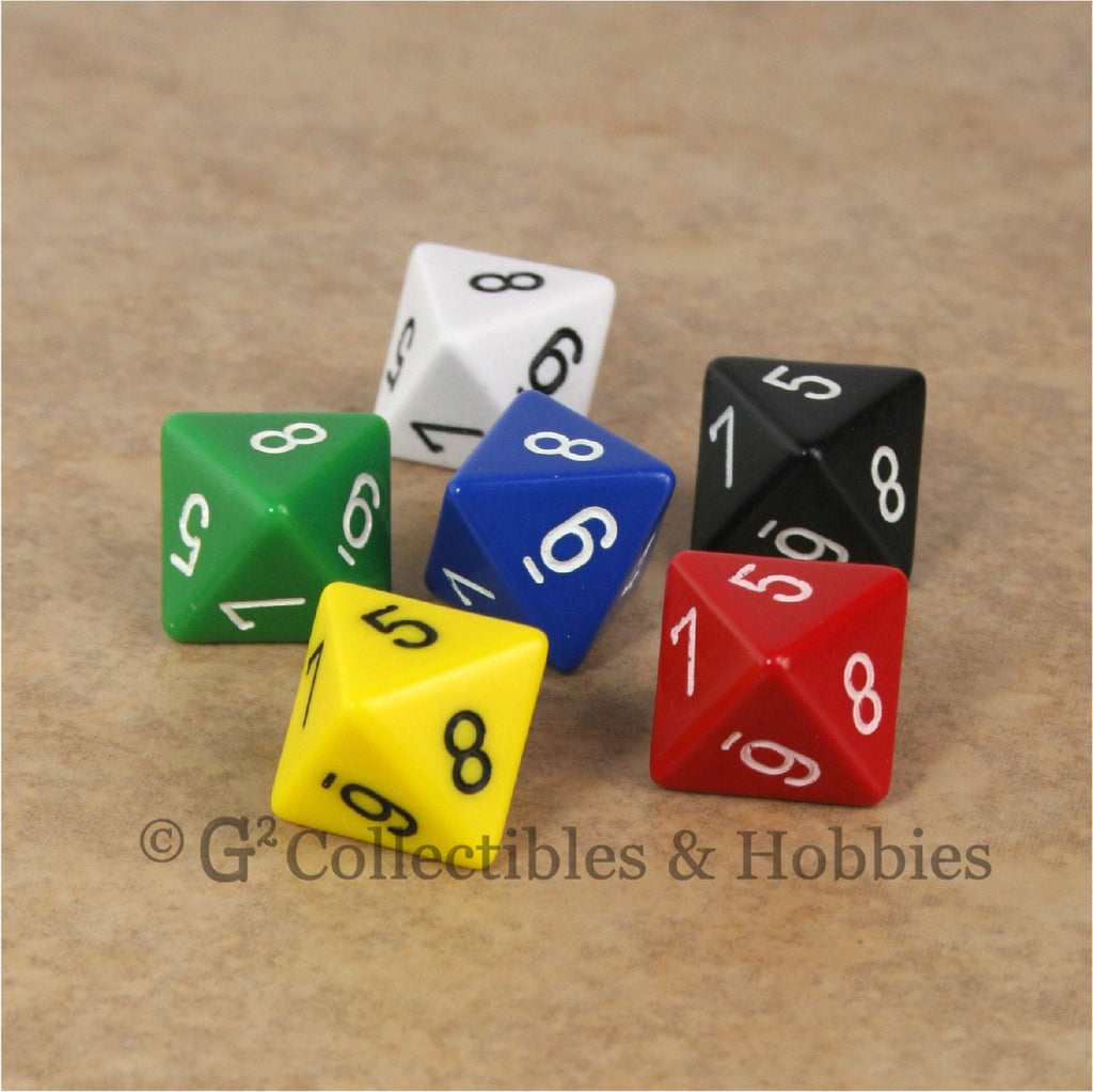 D8 RPG Dice Set : Opaque 6pc - 6 Colors