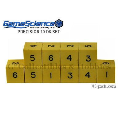 Gamescience Precision D6 Dice Set Opaque Yellow 10pc