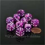 D6 12mm Festive Violet with White Pips 10pc Dice Set