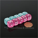 D6 12mm Frosted 10pc Dice Set - Pink & Teal