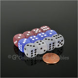 D6 12mm Frosted 12pc Dice Set - Cleaer, Red & Blue