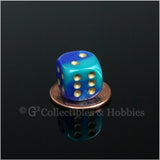 D6 12mm Gemini Blue/Teal with Gold Pips 10pc Dice Set
