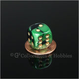 D6 12mm Gemini Black/Green with White Pips 10pc Dice Set