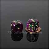 D6 12mm Gemini Purple/Green with Gold Pips 10pc Dice Set