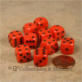 D6 12mm Rounded Edge Orange with Black Pips 10pc Dice Set