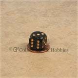 D6 12mm Rounded Edge Black with Gold Pips 10pc Dice Set
