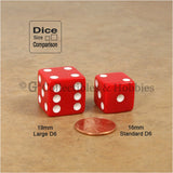 D6 19mm Opaque Red with White Pips 10pc Dice Set