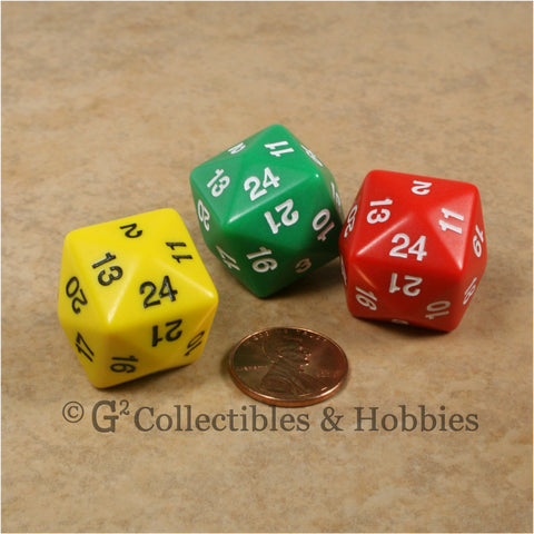 D24 Opaque 3pc Dice Set - Yellow, Red, & Green