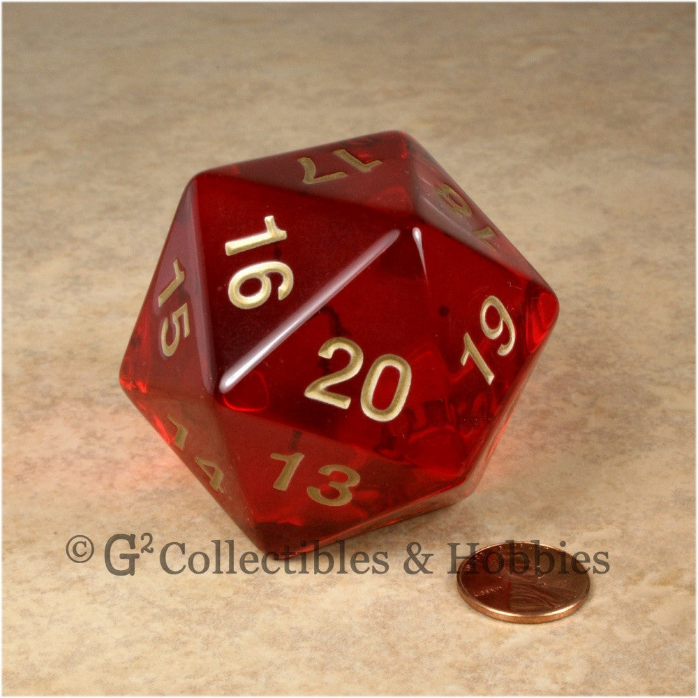 D20 Giant 55mm Transparent Ruby