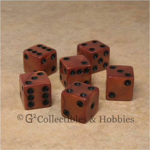 D6 16mm Pearlized Olympic Bronze 6pc Dice Set
