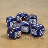 WWII Axis & Allies 6pc Dice Set - British Union Jack (Blue Gemini w/some Red)