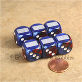 US American Flag Dice - Set of 6 Blue Gemini w/some Red