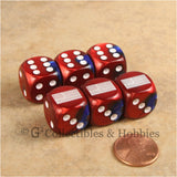 US American Flag Dice - Set of 6 Red Gemini w/some Blue