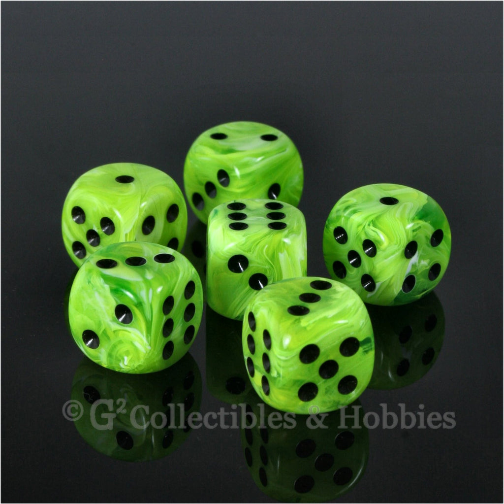 D6 16mm Vortex Bright Green 6pc Dice Set