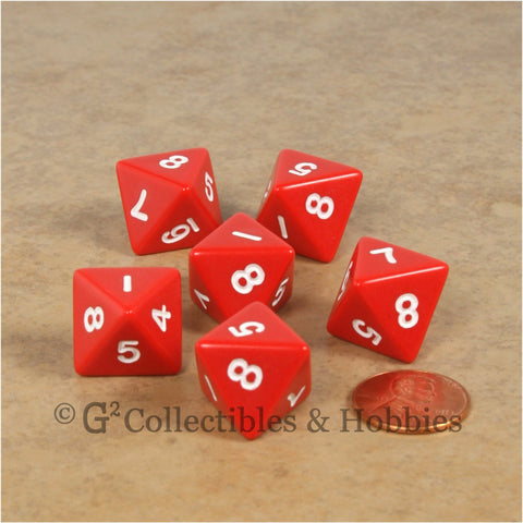 D8 RPG Dice Set : Opaque 6pc - Red