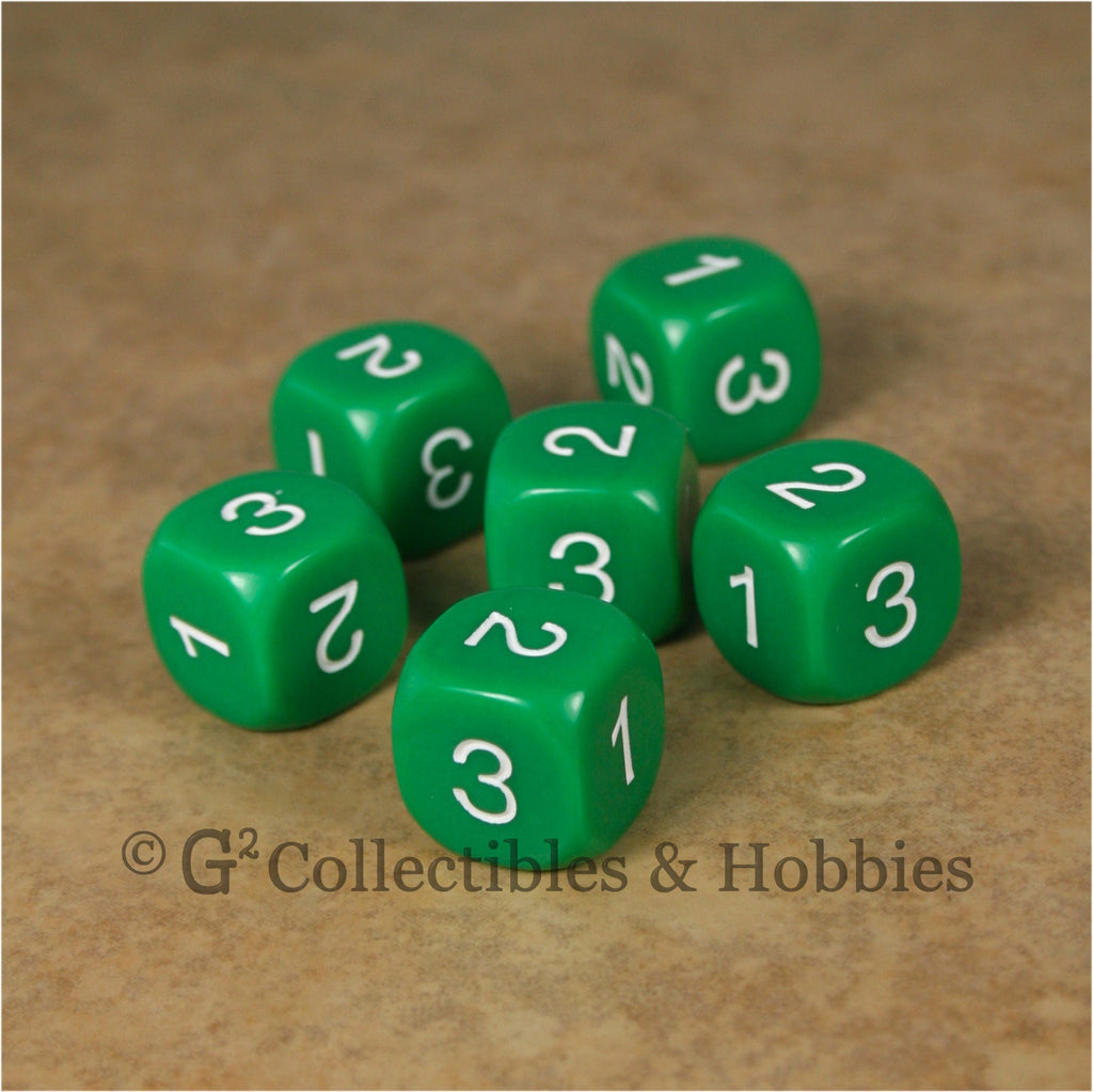 D3 (6 Sided) RPG Dice Set 6pc - Green