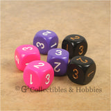 D3 (6 Sided) RPG Dice Set 6pc - Pink Purple Black