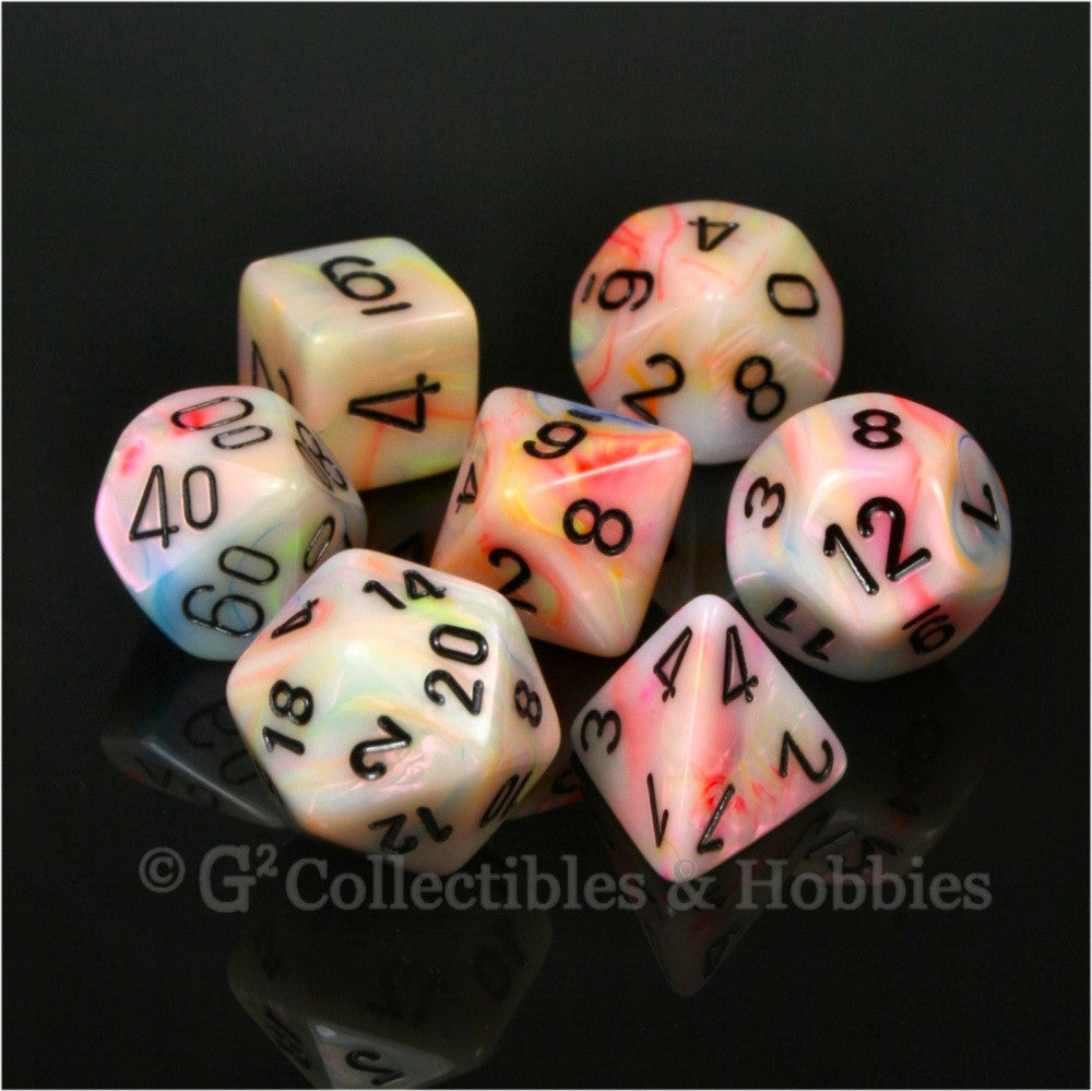 RPG Dice Set Festive Circus with Black Numbers 7pc