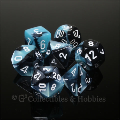 RPG Dice Set Gemini Black / Shell with White Numbers 7pc