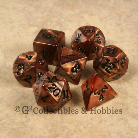RPG Dice Set Olympic Bronze with Black Numbers 7pc