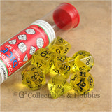 RPG Dice Set Transparent Yellow with Black Numbers 7pc