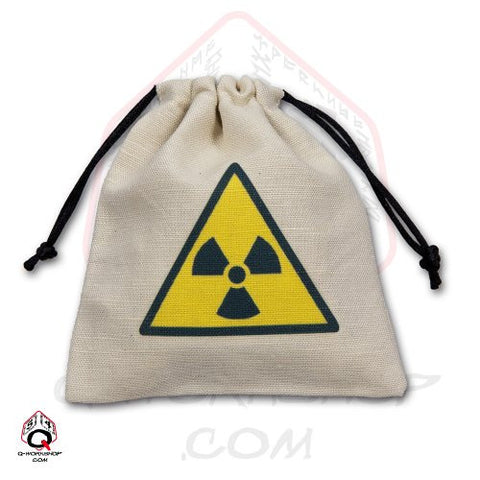 Dice Bag: Small White Linen Nuclear Radiation Hazard