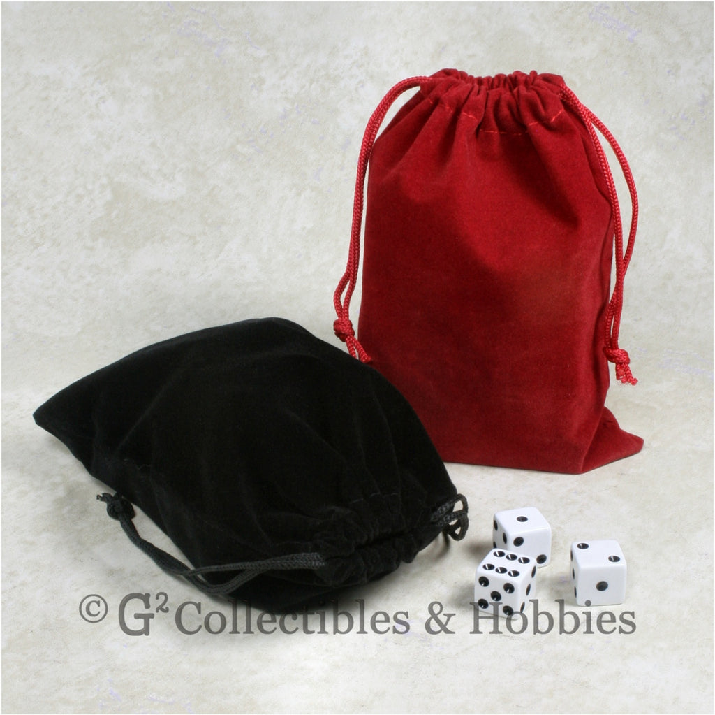 Dice Bag: Large Red & Black Velveteen - 2pc Set