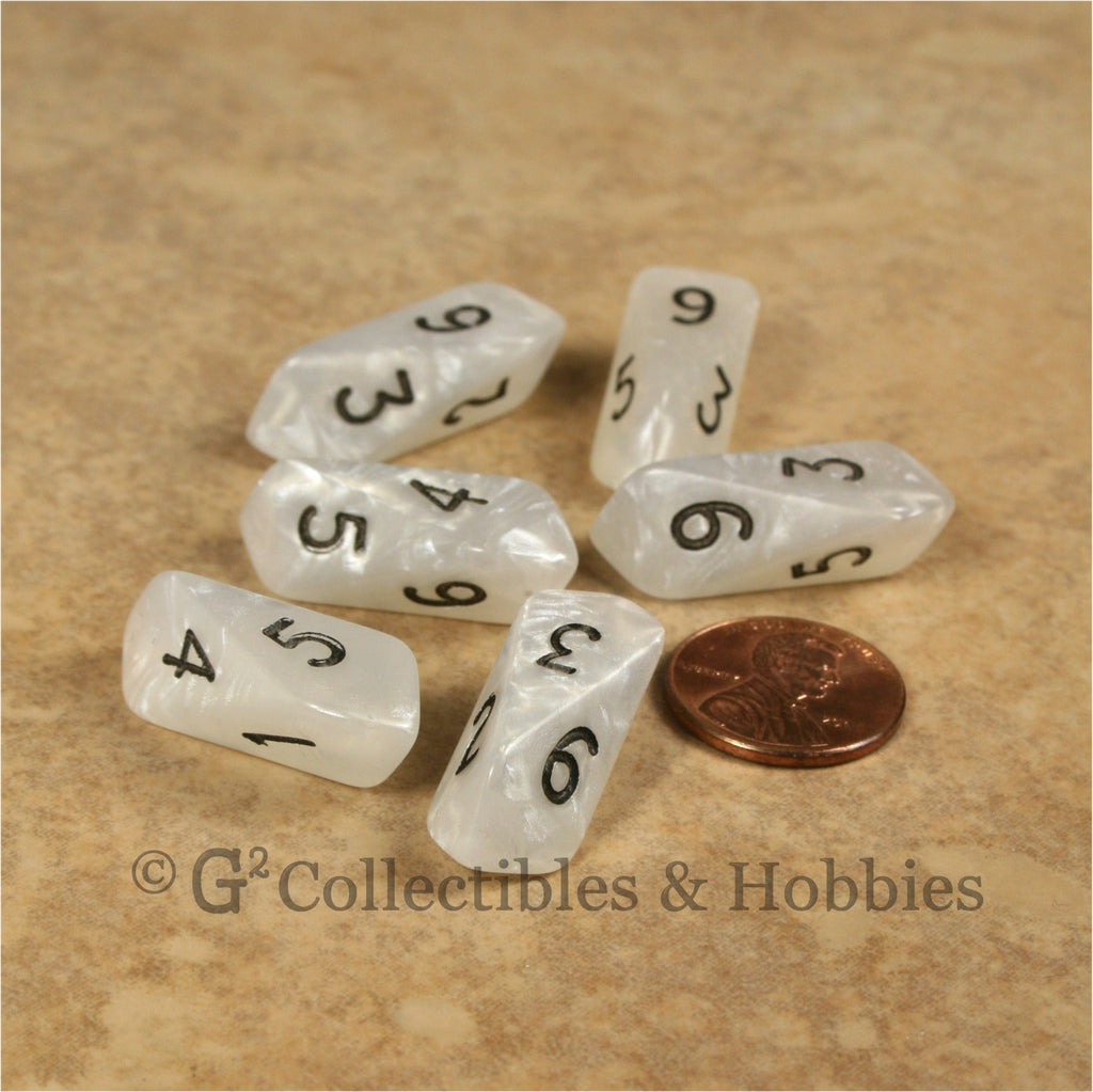D6 Crystal Pearl Dice 6pc Set - White