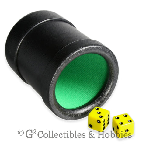 Dice Cup: Black Plastic with Green Cloth Lining
