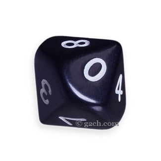 D10 Opaque Black with White Numbers