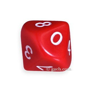D10 Opaque Red with White Numbers