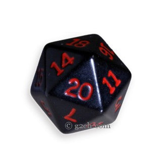 D20 Opaque Black with Red Numbers
