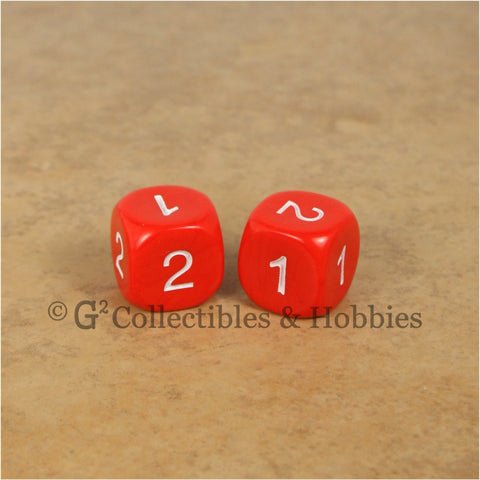 D2 (6 Sided) RPG Dice Set Pair  - Red