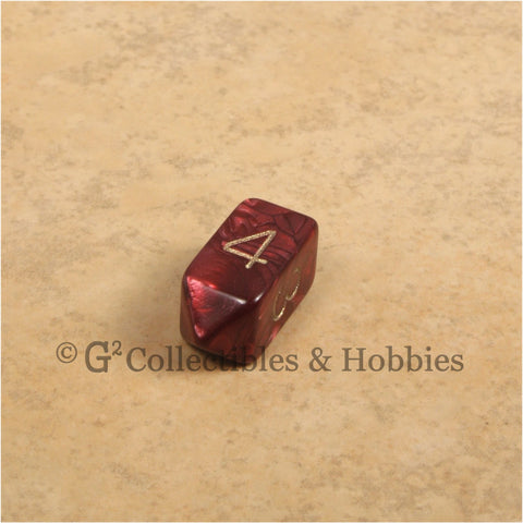 D4 Crystal Pearl Red Die with Gold Numbers