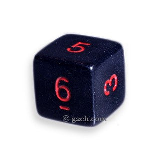 D6 Opaque Black with Red Numbers