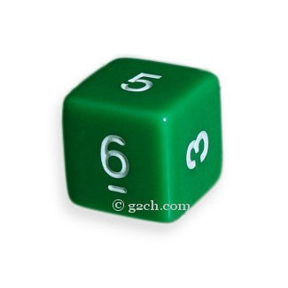 D6 Opaque Green with White Numbers