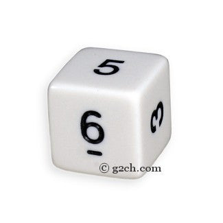 D6 Opaque White with Black Numbers