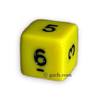 D6 Opaque Yellow with Black Numbers