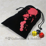Dice Bag: Large Black Velour with Blood Splatter Design