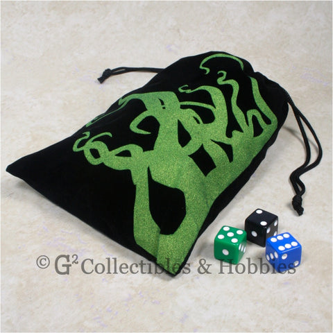 Dice Bag: Large Black Velour with Tentacles Design