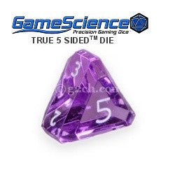 D5 Transparent Amethyst Purple w/White Gamescience Gem Die