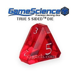 D5 Transparent Ruby Red w/Silver Gamescience Gem Die