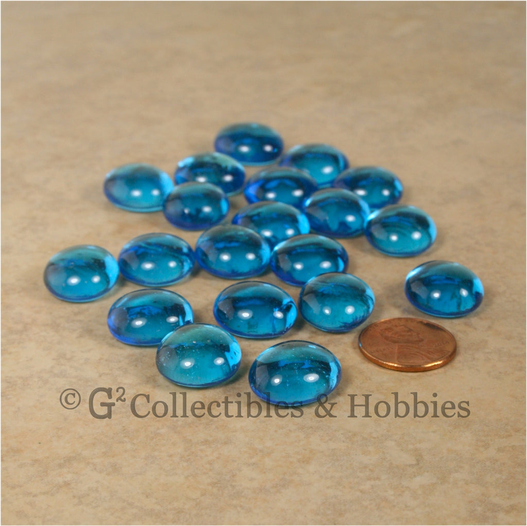 Glass Gaming Stones - 20pc Blue