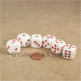 D6 16mm White with Red Heart Pips 6pc Dice Set
