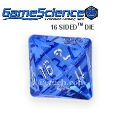 D16 Transparent Sapphire Gamescience Gem Die