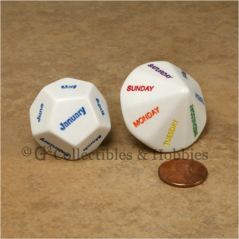 D12 Months of the Year & D14 Days of the Week Dice Set